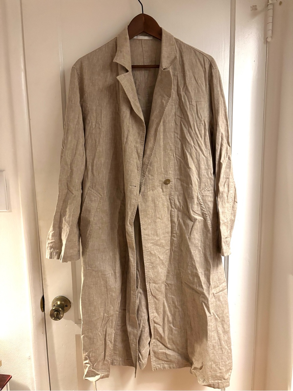 Uniqlo women’s Light Beige Linen Trench Coat